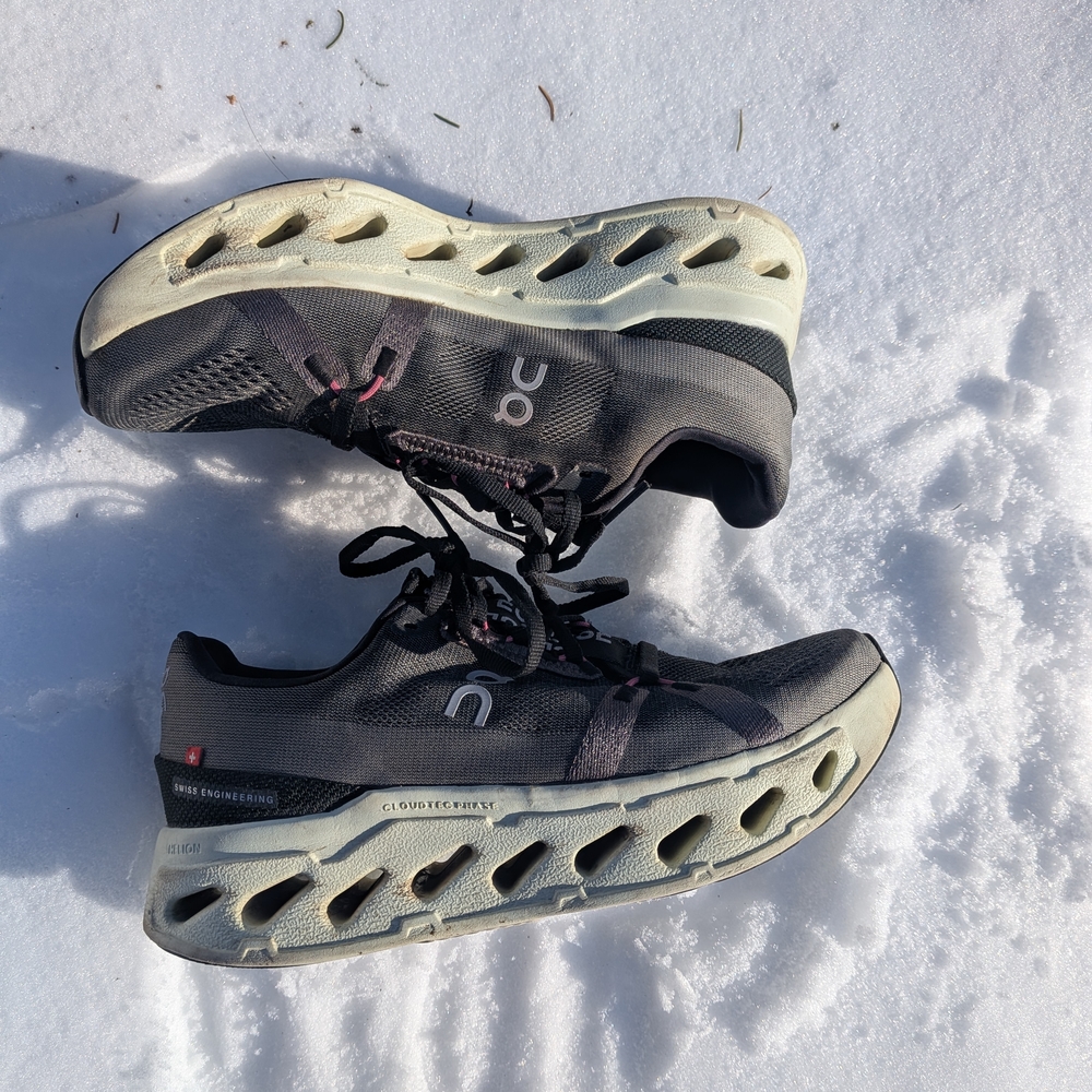 On Running Black and White Athletic Shoes